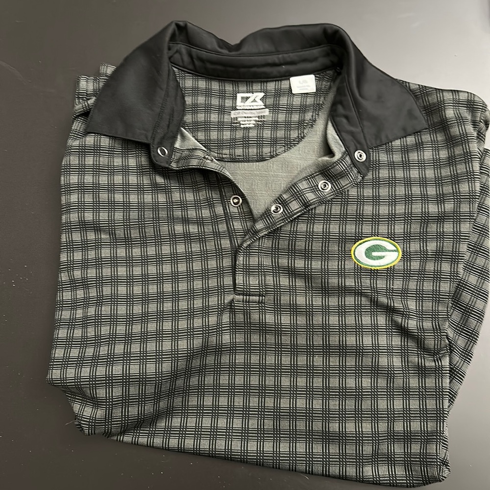 Men’s large black packers cutter & Buck polo